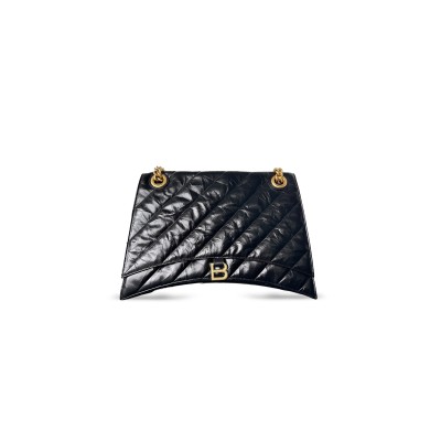 BALENCIAGA WOMEN'S CRUSH CHAIN BAG IN LARGE BLACK 716332210IY2000 (39.9*24.9*13cm)